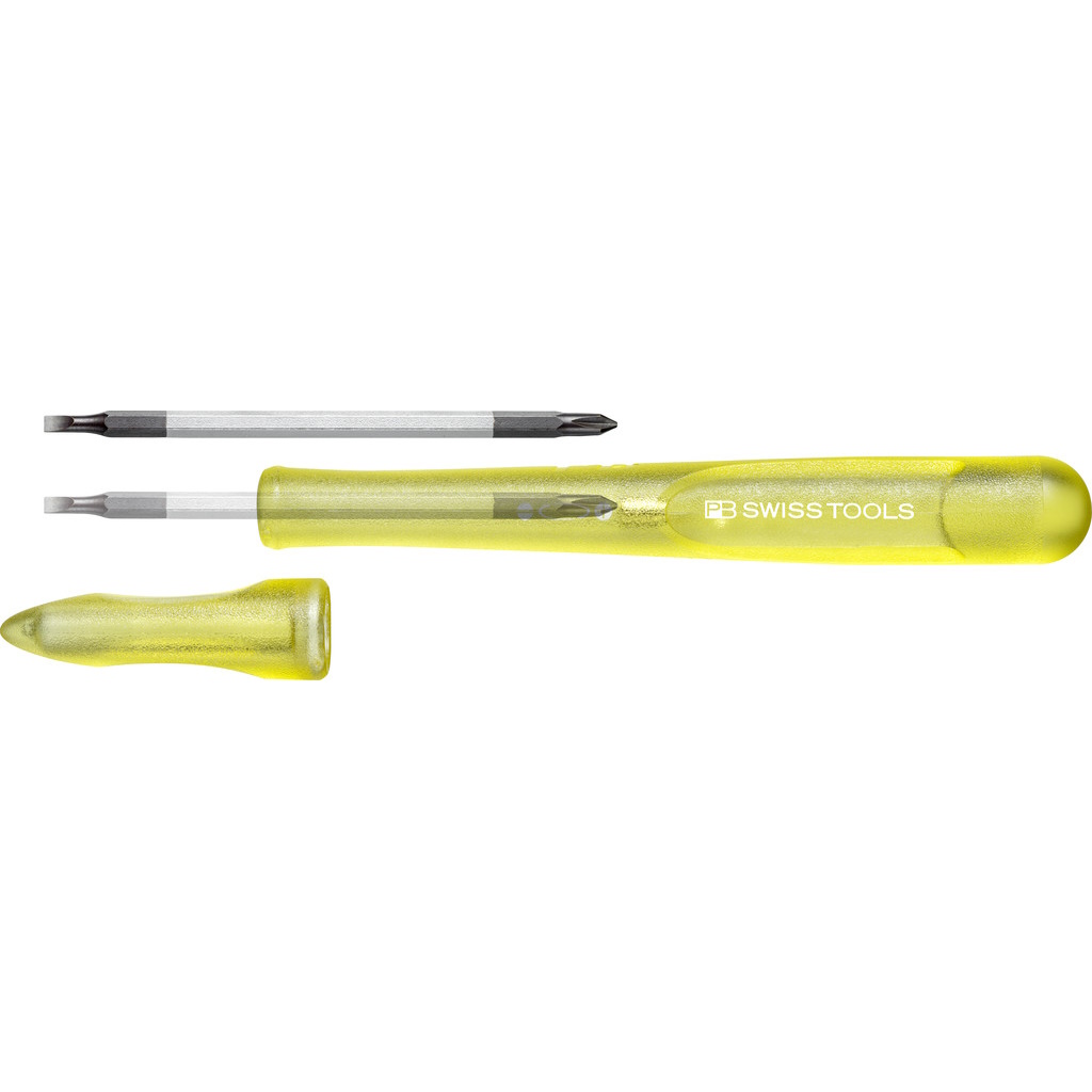 PB Swiss Tools 168.00 Yellow Schraubendreher mit Umsteckklinge, Schlitz / Phillips, Gre 00, gelb