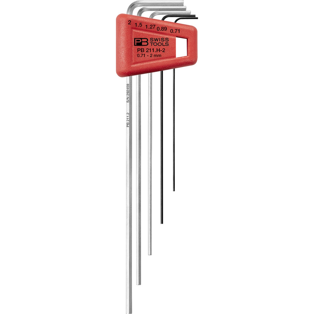 PB Swiss Tools 211.H-2 Inbussleutelset in houder, lang, 0,71 tot 2 mm