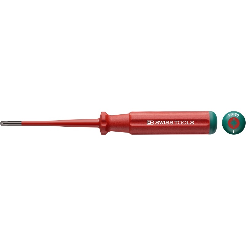 PB Swiss Tools 5180.SL 1-80 Classic VDE Slim schroevendraaier, PlusMinus (zaagsnede/PZ), maat #1