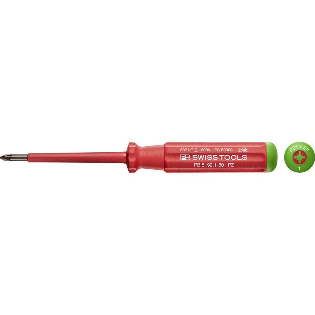 PB Swiss Tools 5192.1-80 Classic VDE screwdriver Pozidriv size PZ1