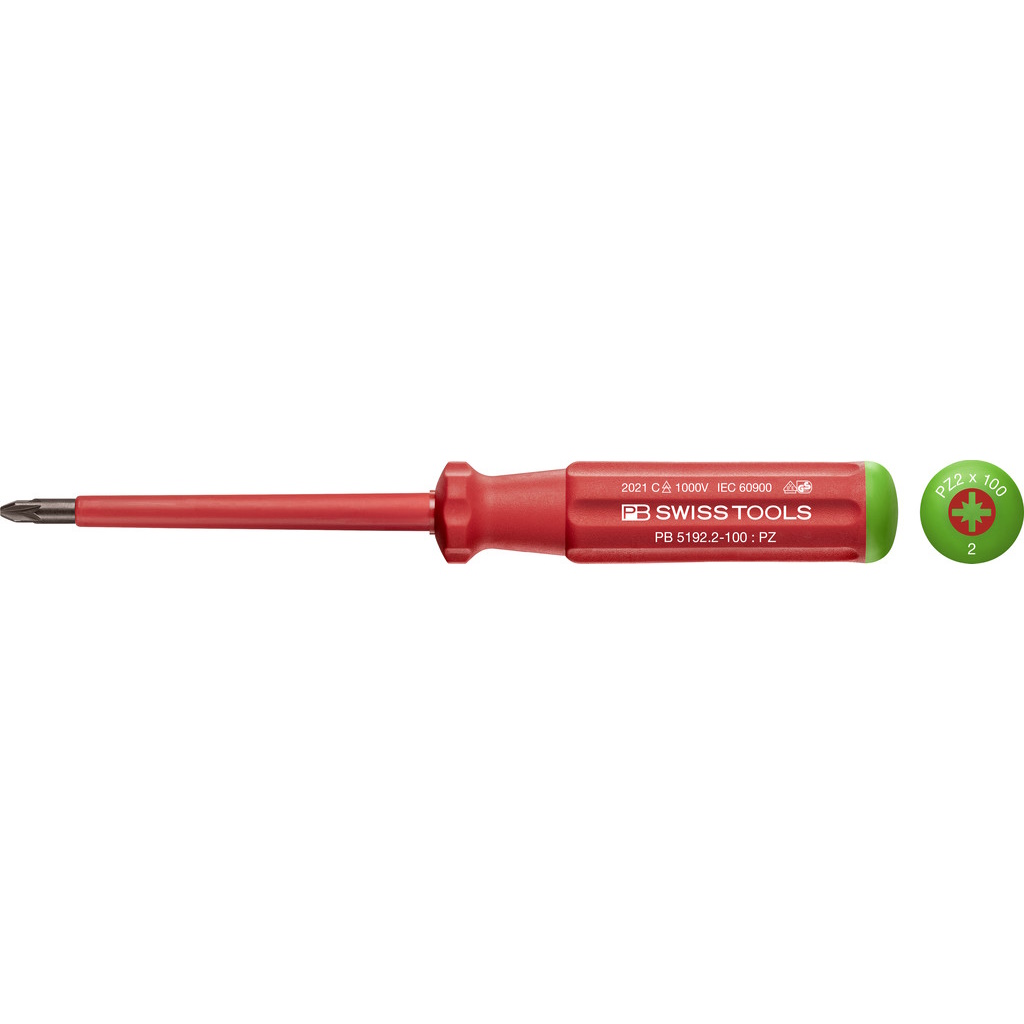 PB Swiss Tools 5192.2-100 Classic VDE screwdriver Pozidriv size PZ2