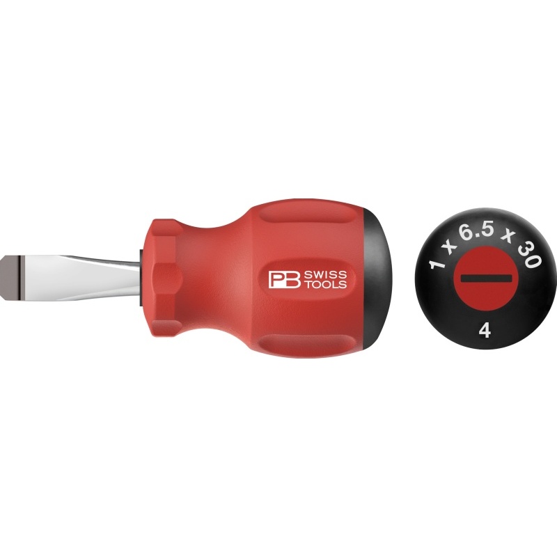 PB Swiss Tools 8135.6-30 SwissGrip stubby screwdriver, slotted size 6