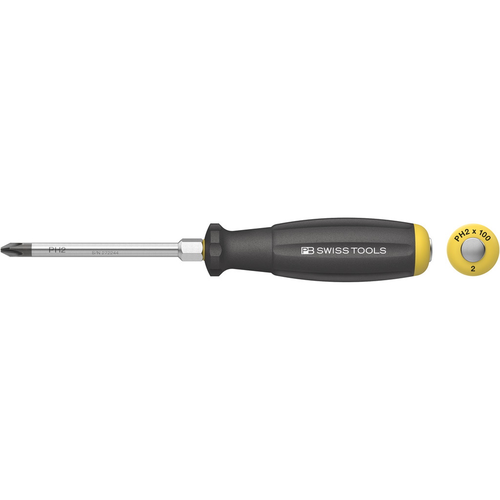 PB Swiss Tools 8193.DN 2-100 SwissGrip kruiskopschroevendraaier met slagkap Phillips maat PH2