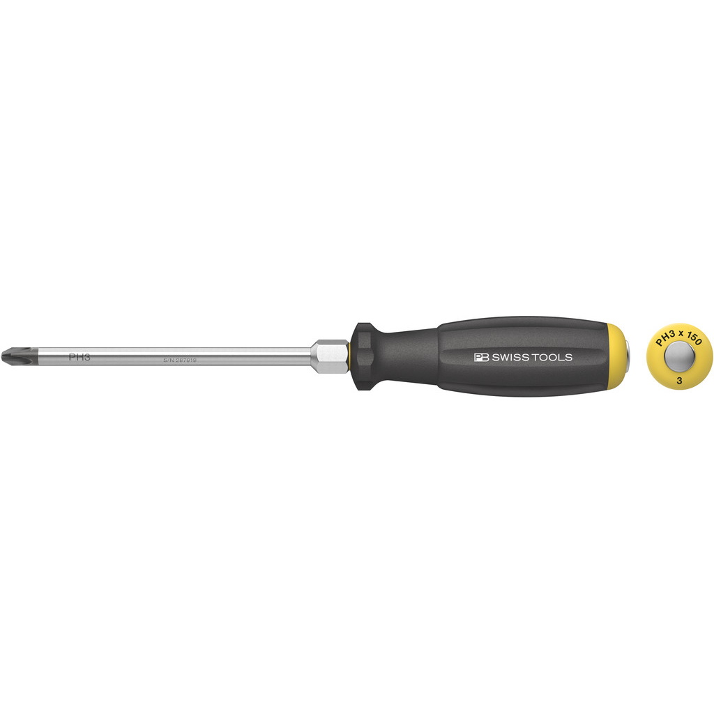 PB Swiss Tools 8193.DN 3-150 SwissGrip kruiskopschroevendraaier met slagkap Phillips maat PH3