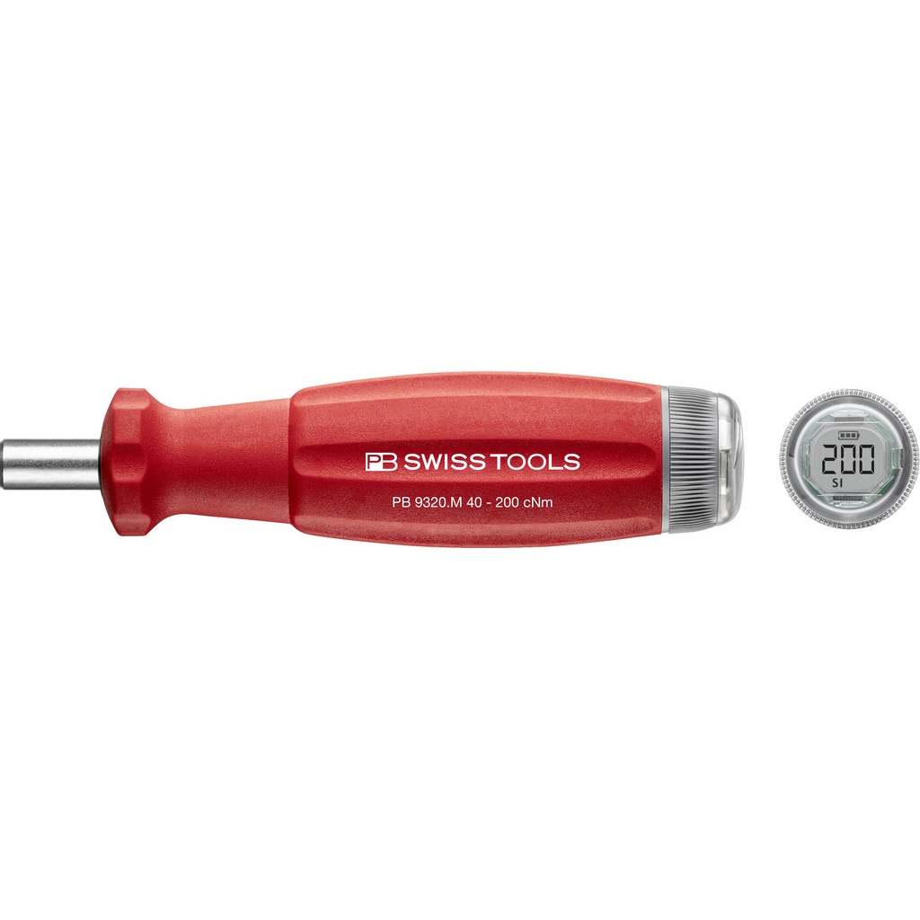 PB Swiss Tools 9320.M 40-200 CBB DigiTorque V02, draaimomentschroevendraaier voor 1/4" bits, 0,4-2,0 Nm